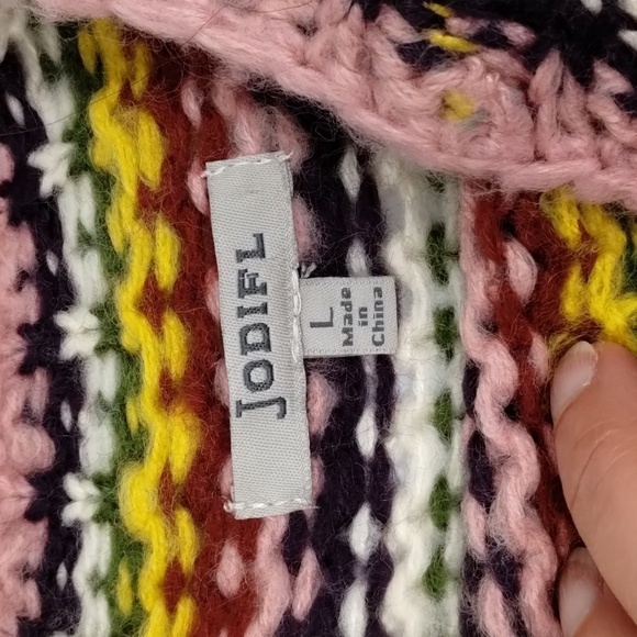 Jodifl multicolor Striped oversized sweater puff sleeve size large green yellow - Picture 14 of 14